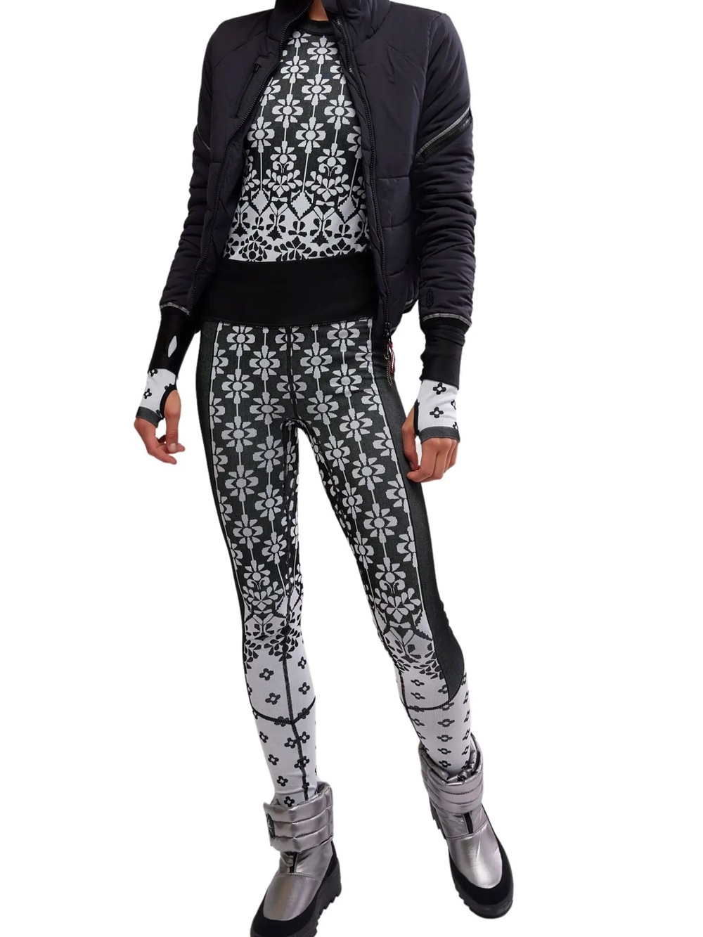 Women’s Free People FP Movement Leggings Pants Flower Large New - Picture 8 of 8